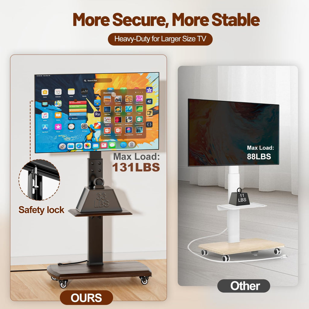 Rolling TV Stand with Power Outlet for 32 to 80 inch TVs E964