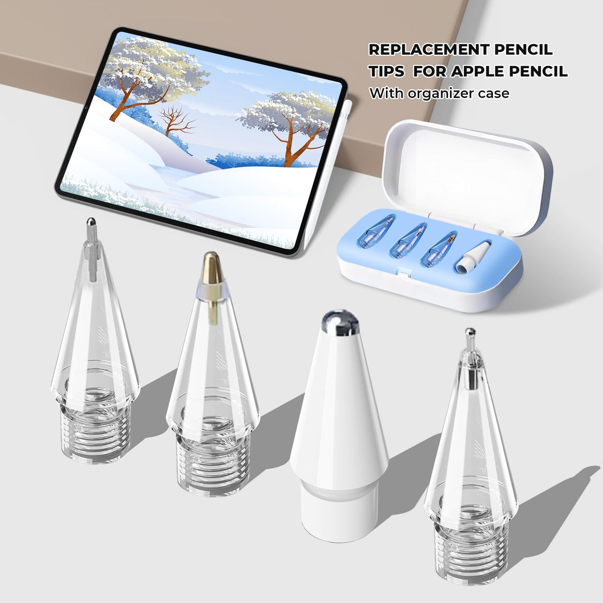 4 Pack Blue Replacement Pencil Tips with Storage Box B729173