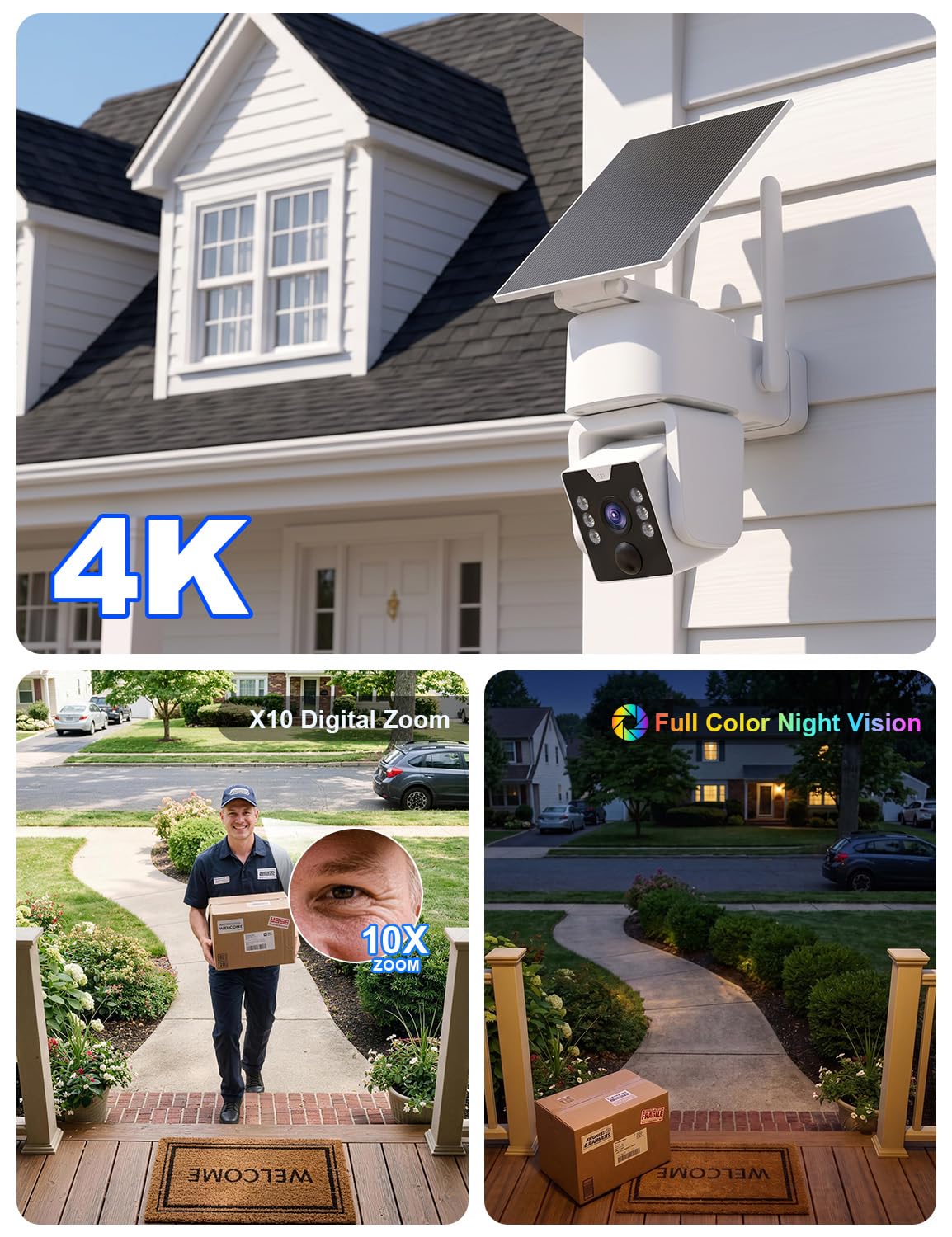 Wireless Outdoor Security Camera System, 4MP, 4 Cam-Kit, Color Night Vision M346425