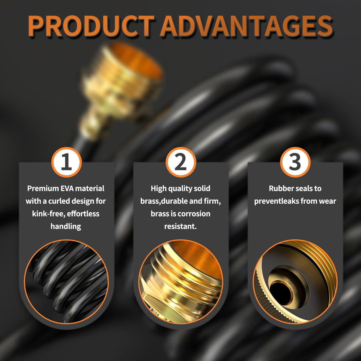 100FT x 3/8" Coil Expandable Garden Hose with 8 Patterns Spray Nozzle J30839