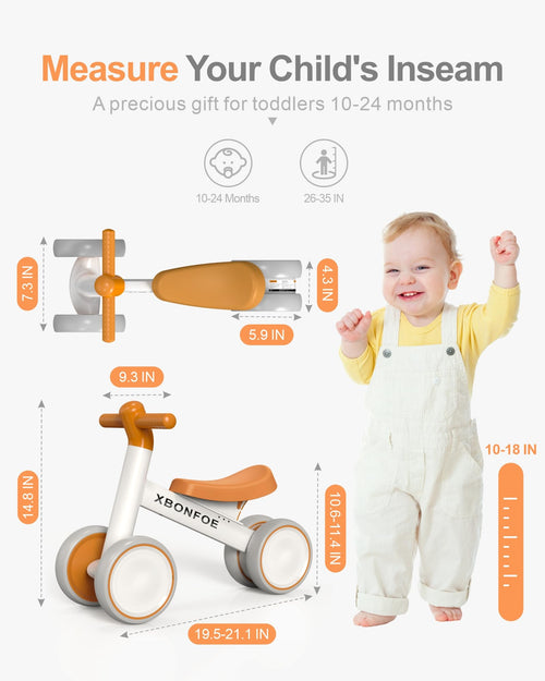 10-24 Month No Pedal Balance Bike with 4 Wheels U578