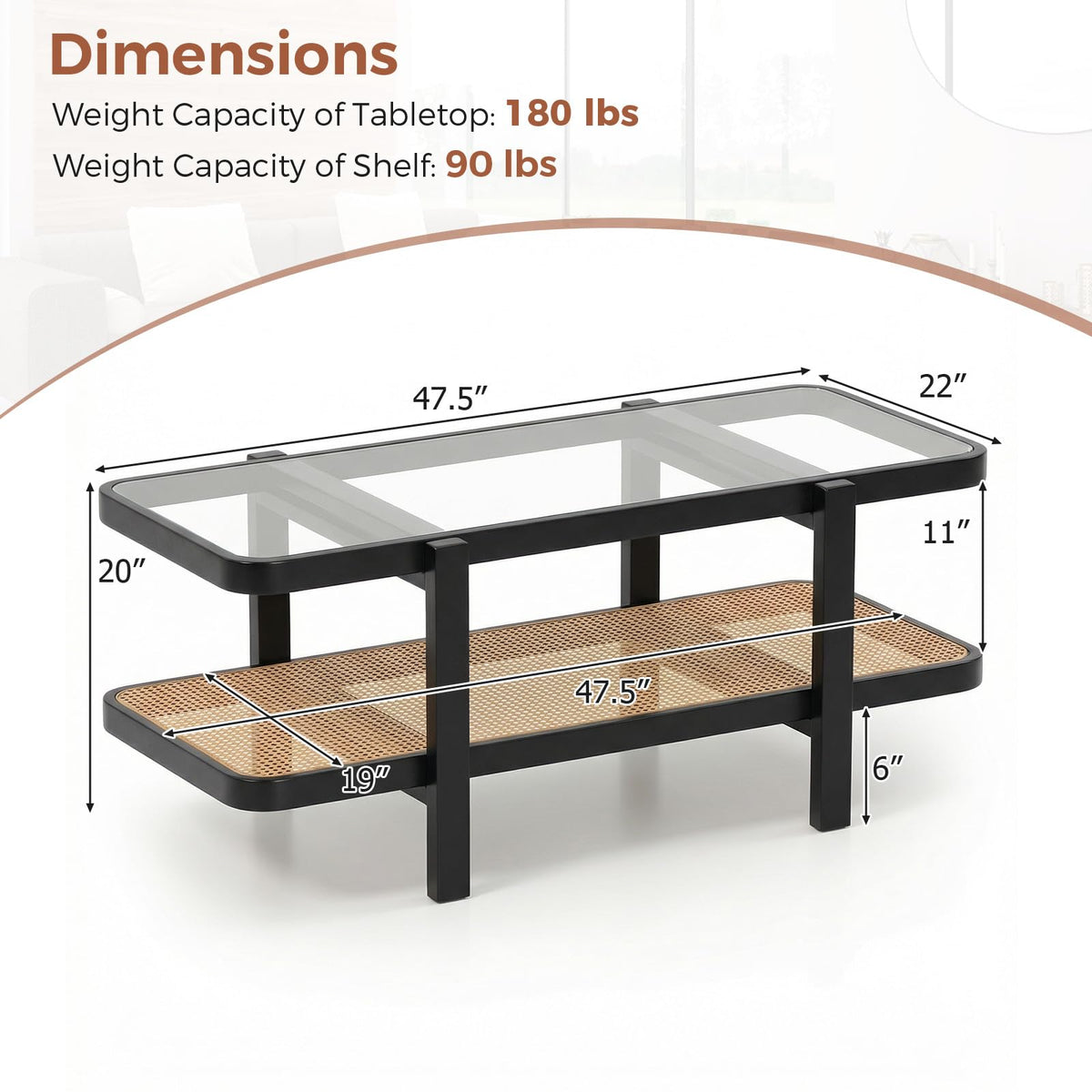 Black Rattan Coffee Table X3161