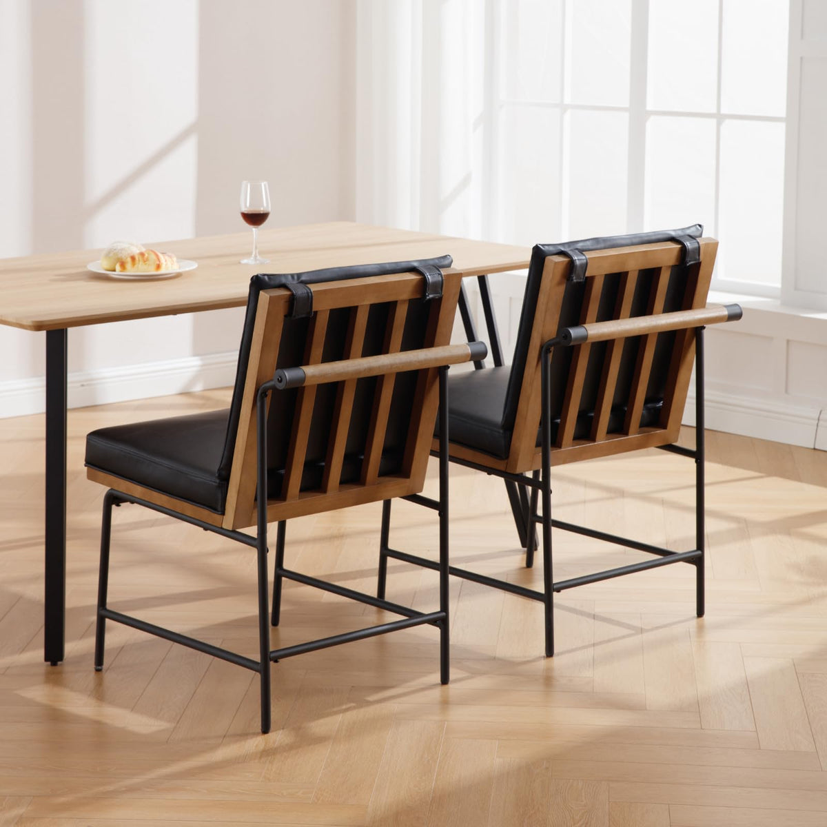 Black PU Dining Chairs Set of 2 R5036