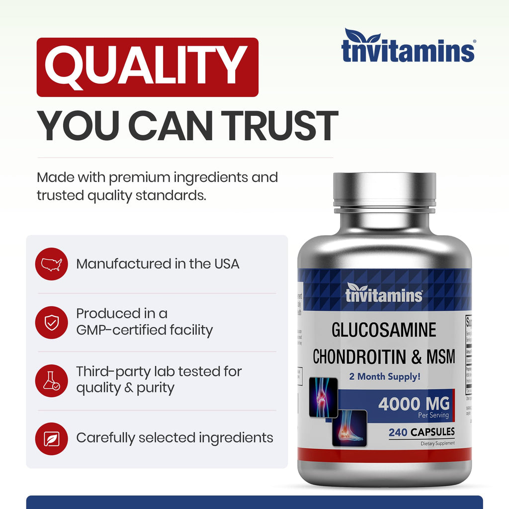 Glucosamine Chondroitin MSM 240 Capsules 4,000 mg Joint Support Supplement S203388