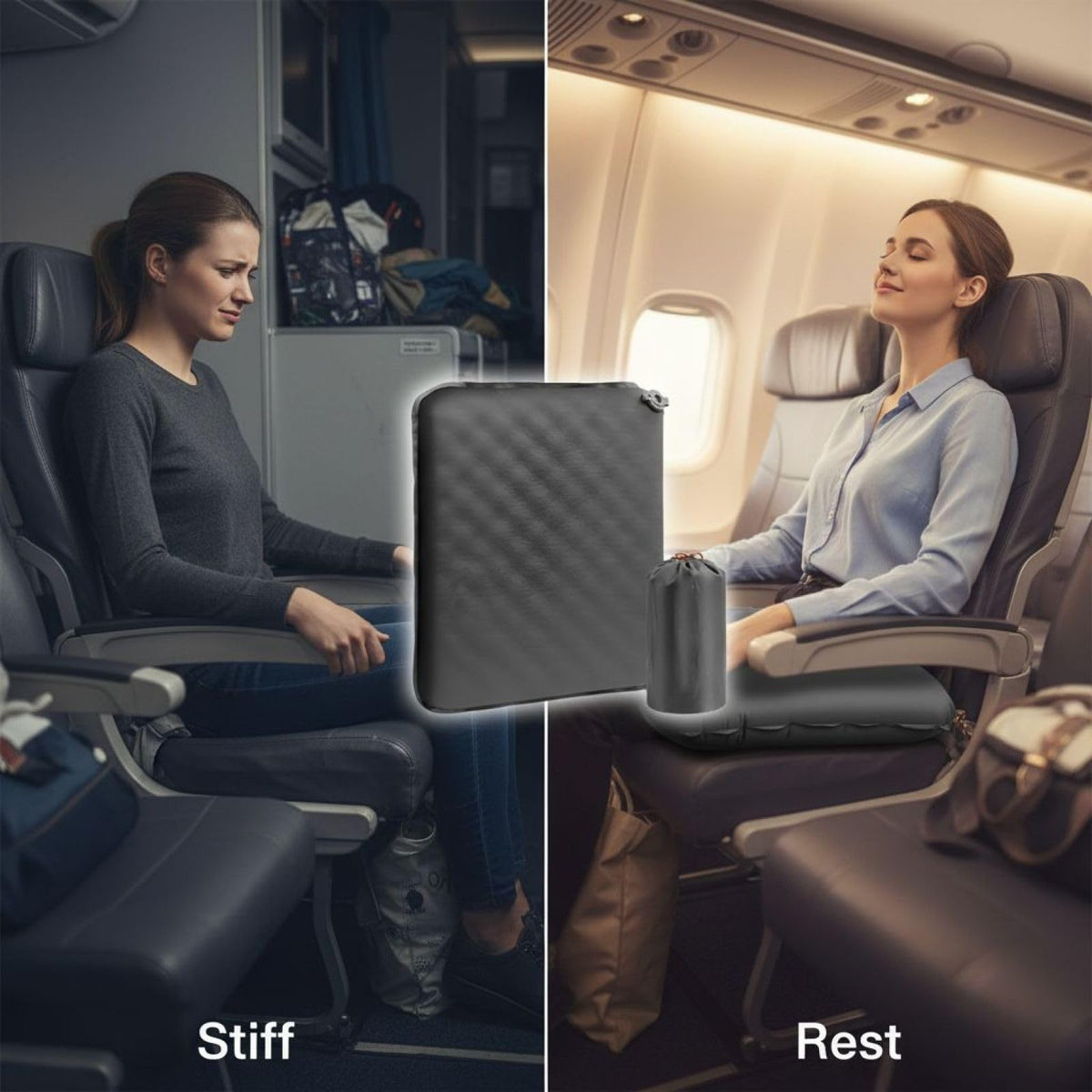 2 Pcs Inflatable Seat Cushion, 16.9 x 13 in Nylon TPU O204