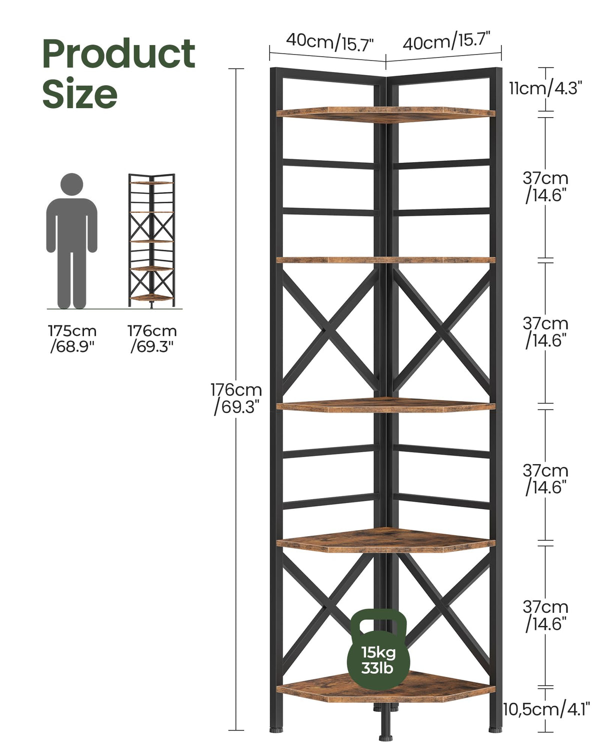69.3" 5-Tier Corner Bookshelf E619540