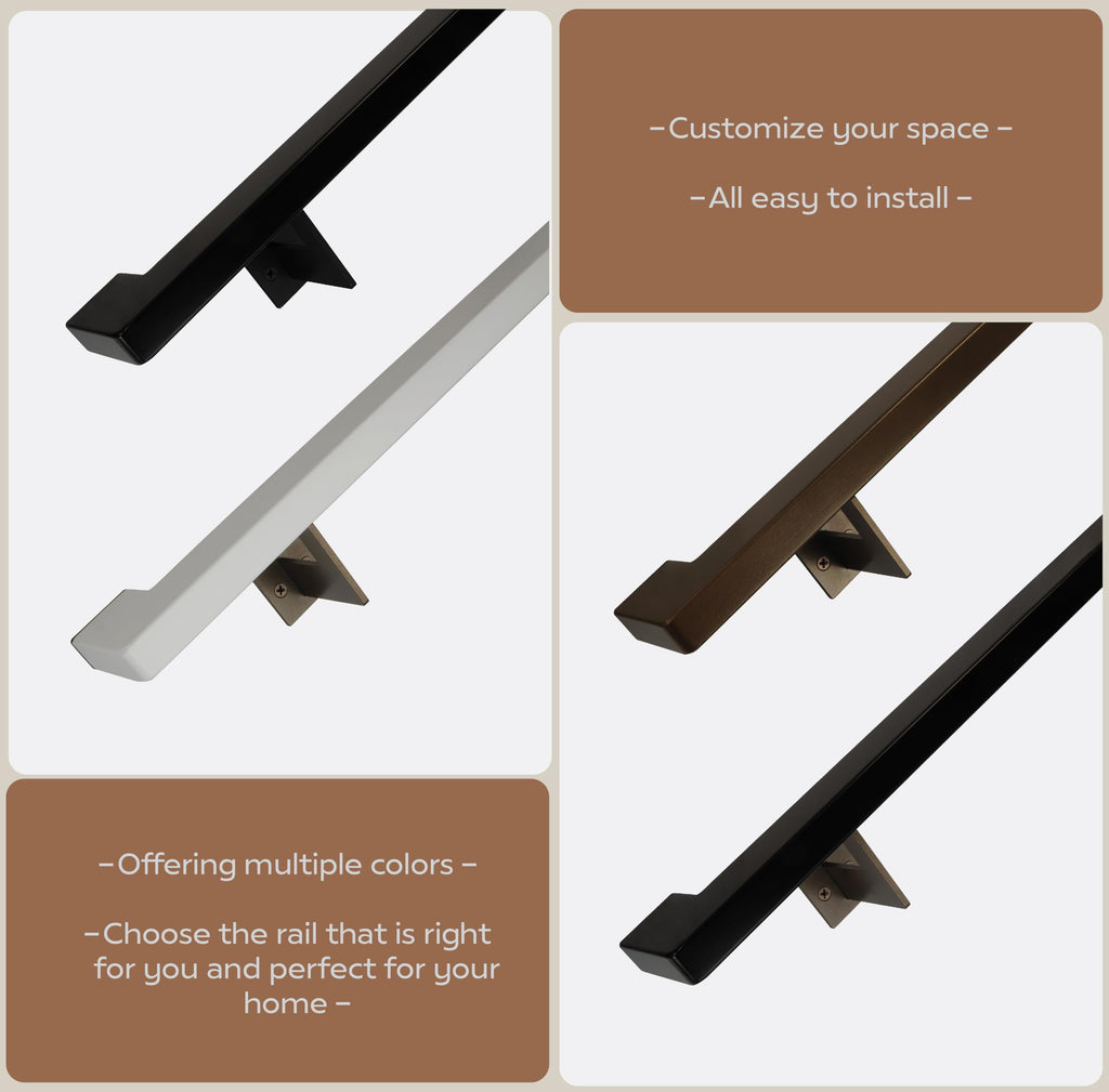 Black 5 Foot Aluminum Handrail Grab Bar Set I717