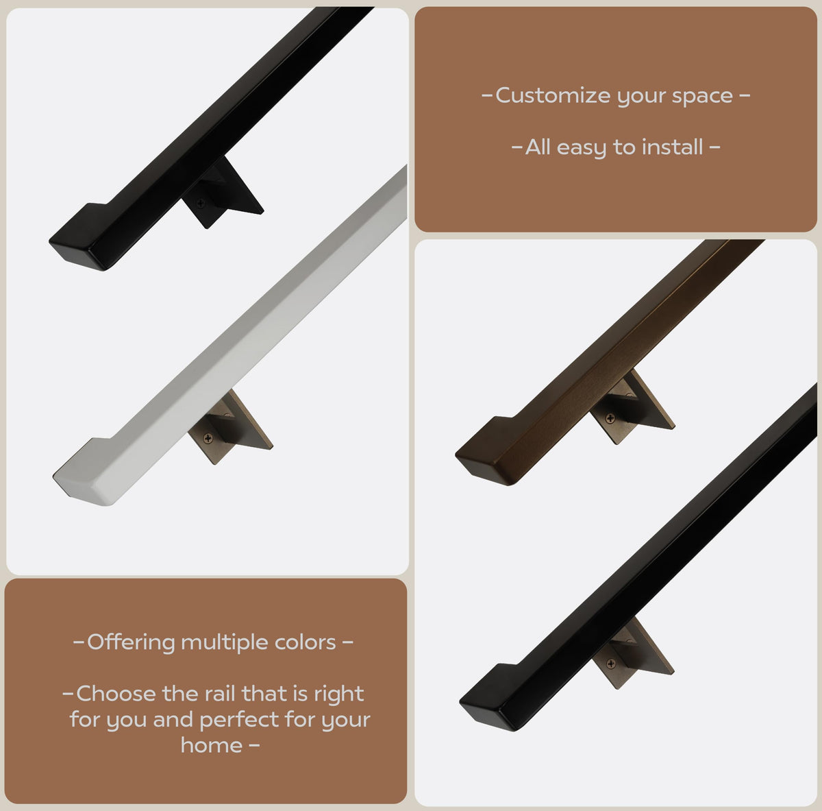 Black 5 Foot Aluminum Handrail Grab Bar Set I717