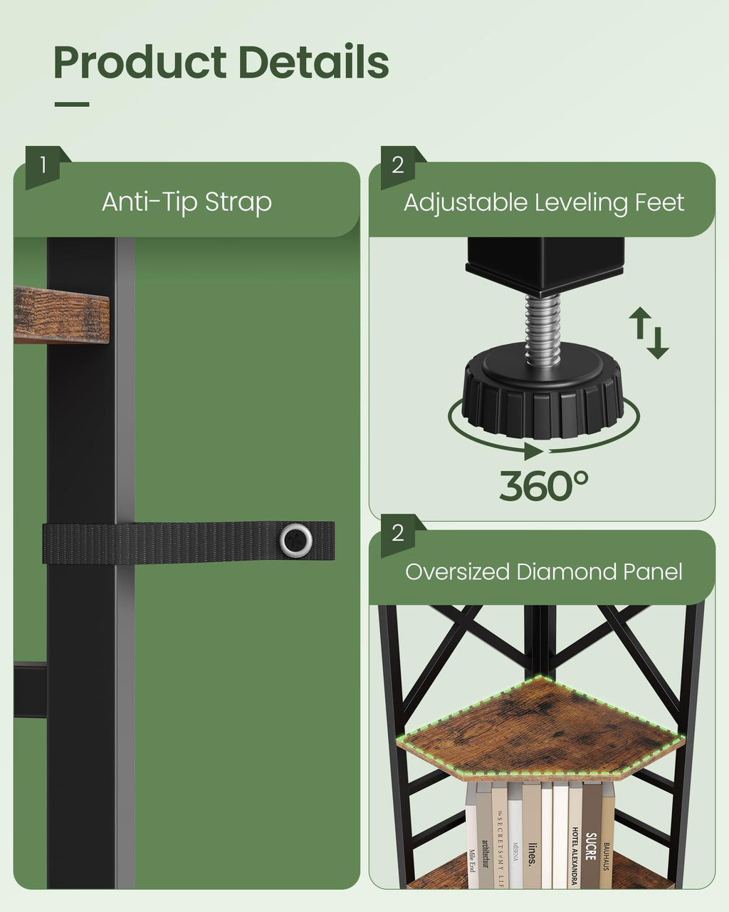 69.3" 5-Tier Corner Bookshelf E619540