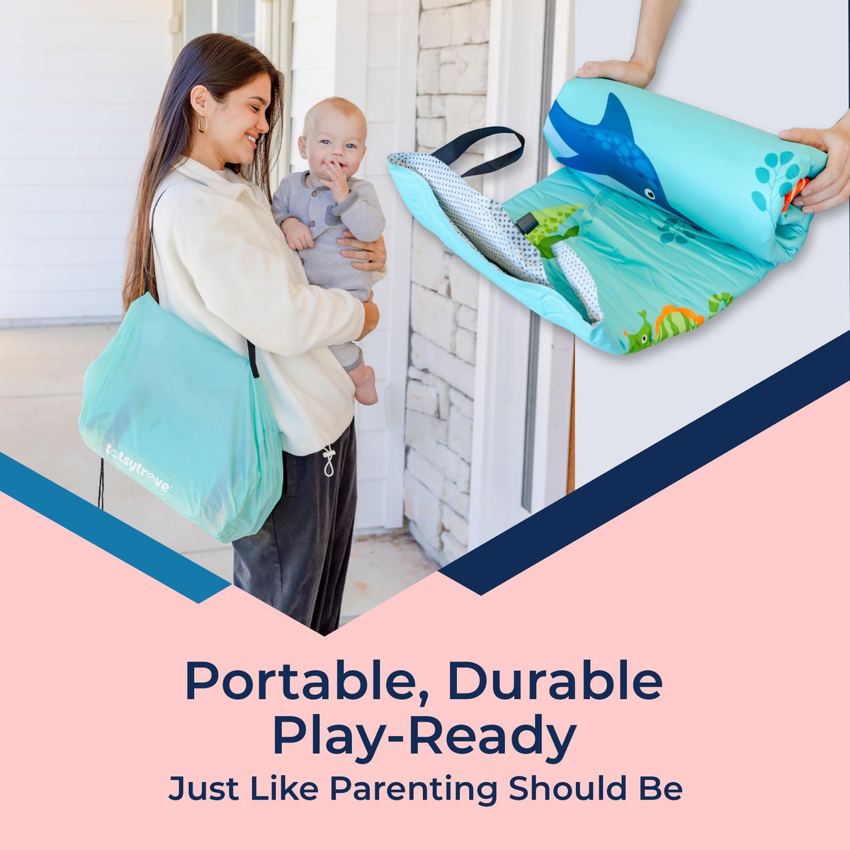 Self Inflating Hexagon Playpen Mat 52" x 45" Non-Slip Cushioned Baby Play Mat Y415648