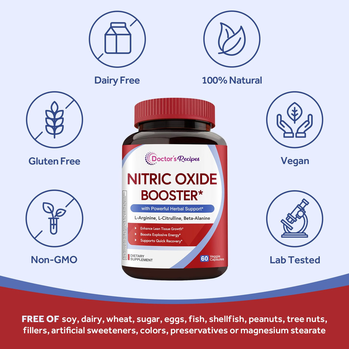 Nitric Oxide Booster 1380 mg 60 Vegan Caps C600498