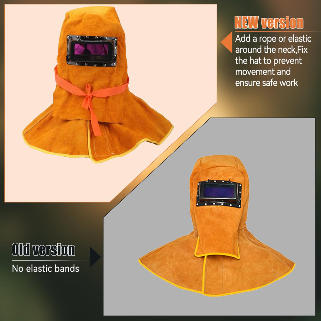 Cowhide Leather Welding Hood with Auto Darkening Filter F9374