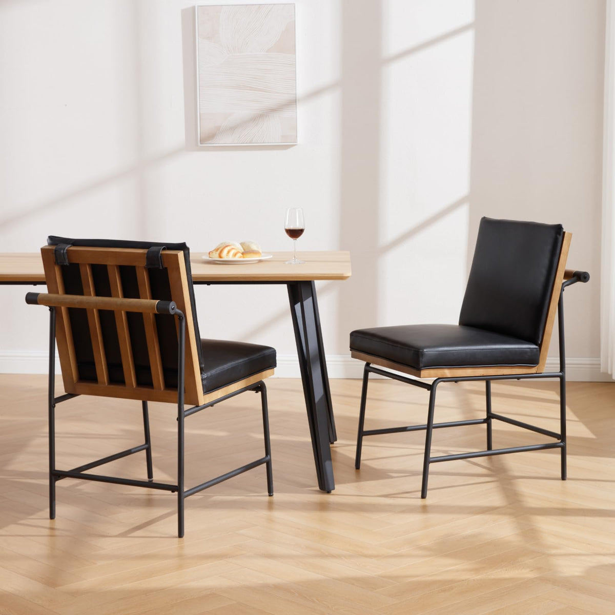 Black PU Dining Chairs Set of 2 R5036