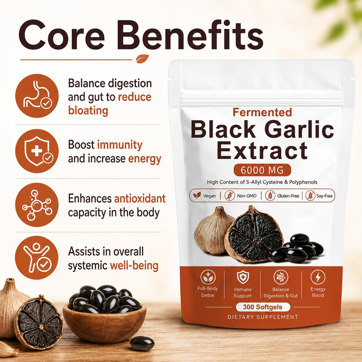 Black Garlic Extract 300 Softgels V61799