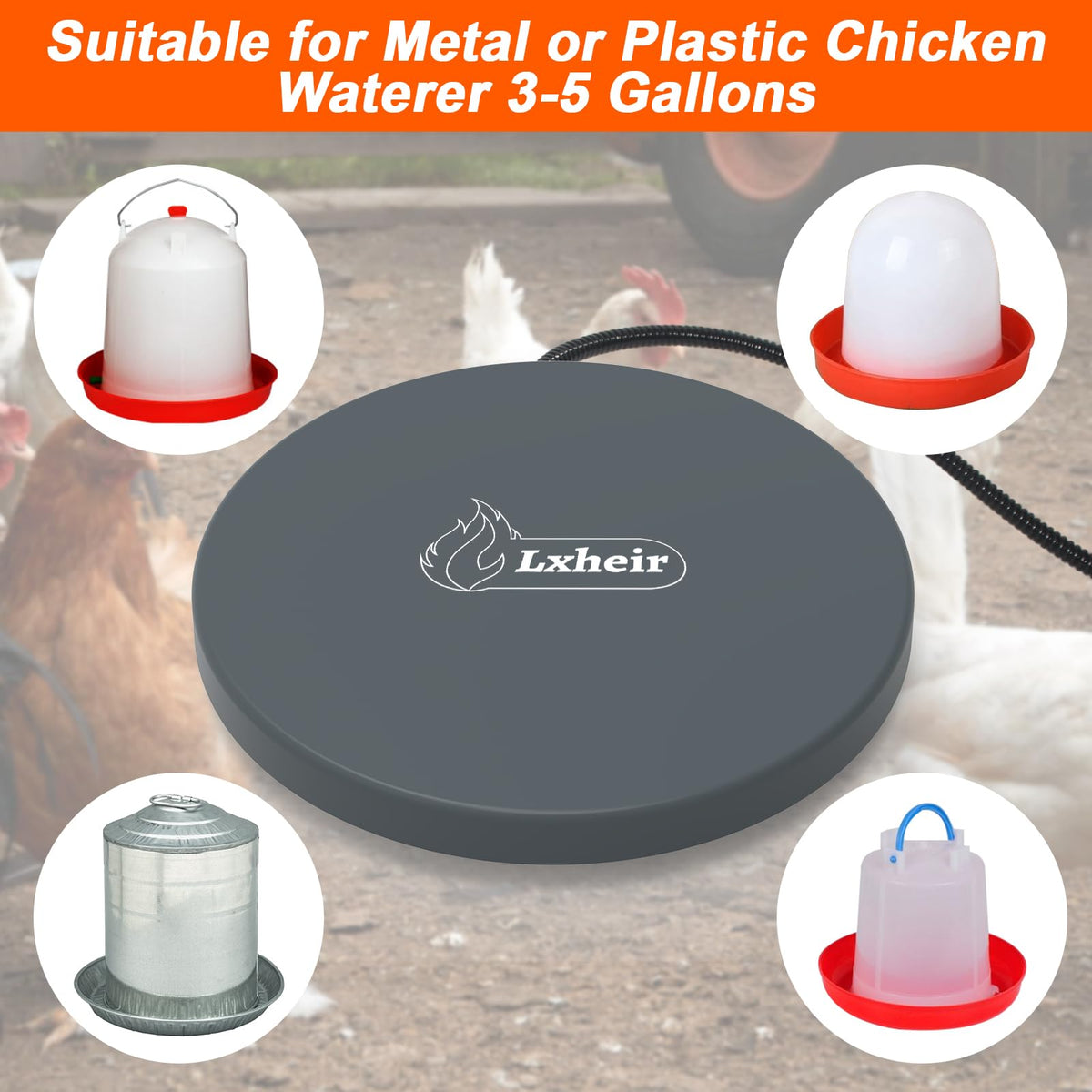13'' Heated Poultry Waterer Base for 3-5 Gallons V55021