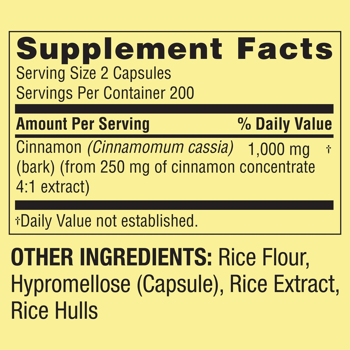 Cinnamon 1000 mg Vegetarian Capsules Herbal Supplement G4178
