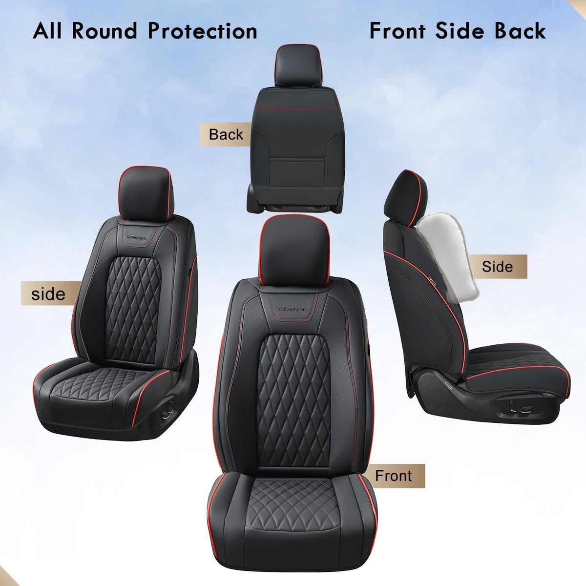 Leather Seat Covers Full Set Waterproof Custom Fit D586284