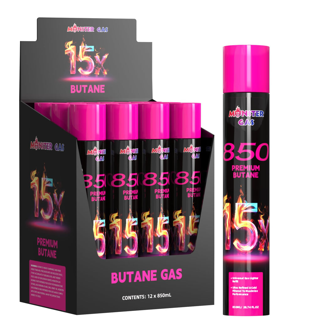 15x Ultra-Pure Butane Fuel Canisters 850ml, Pack of 12 J85706