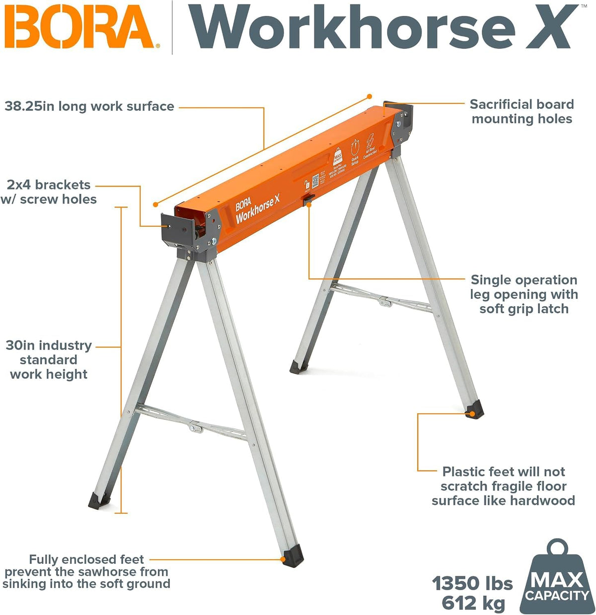 2 Pack Folding Heavy Duty Metal Sawhorse Q12784