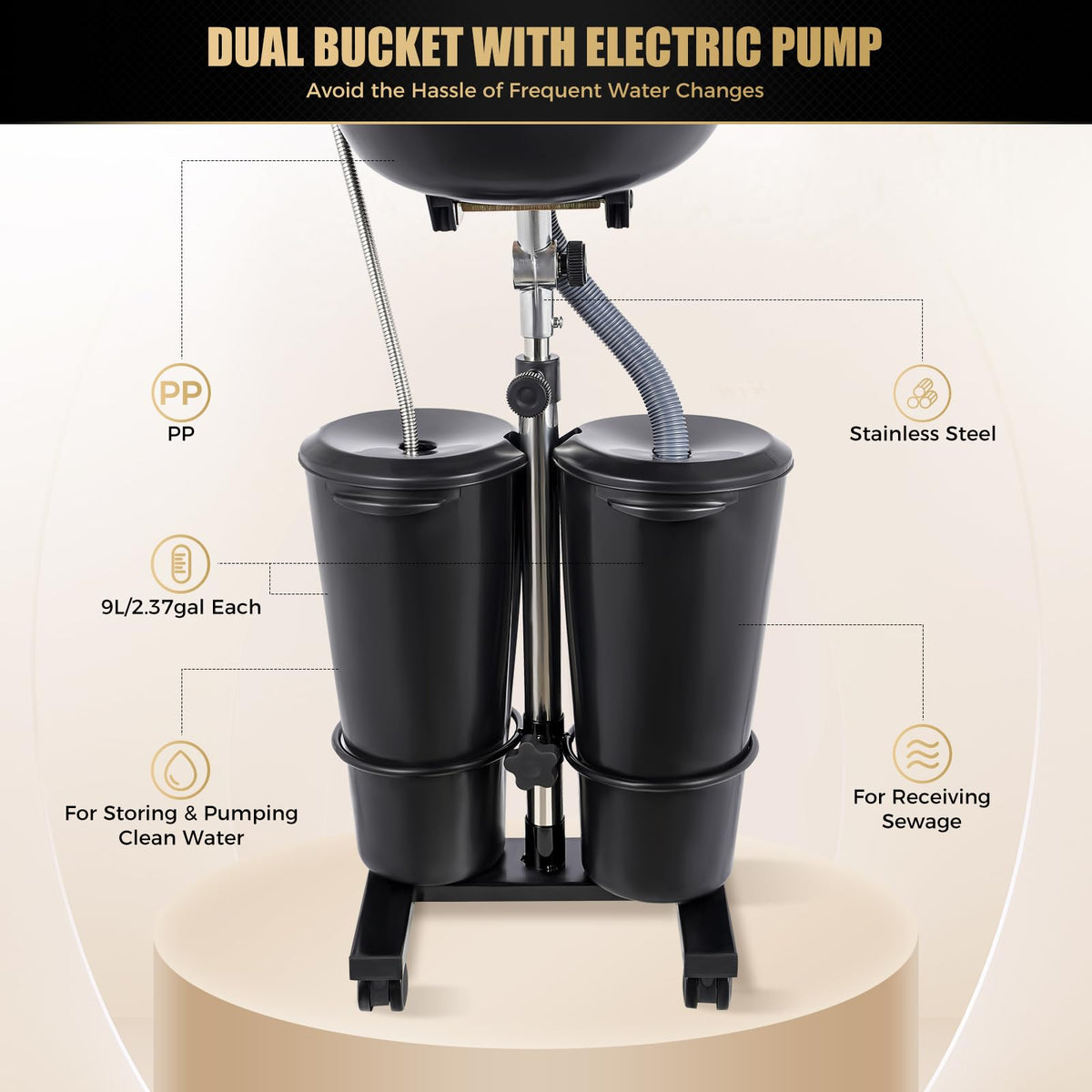 Portable Shampoo Bowl with Electric Pump T547871
