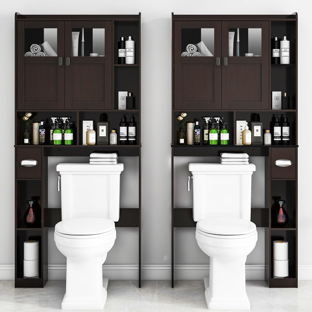 Over The Toilet Storage Cabinet with Doors and Shelves A720025