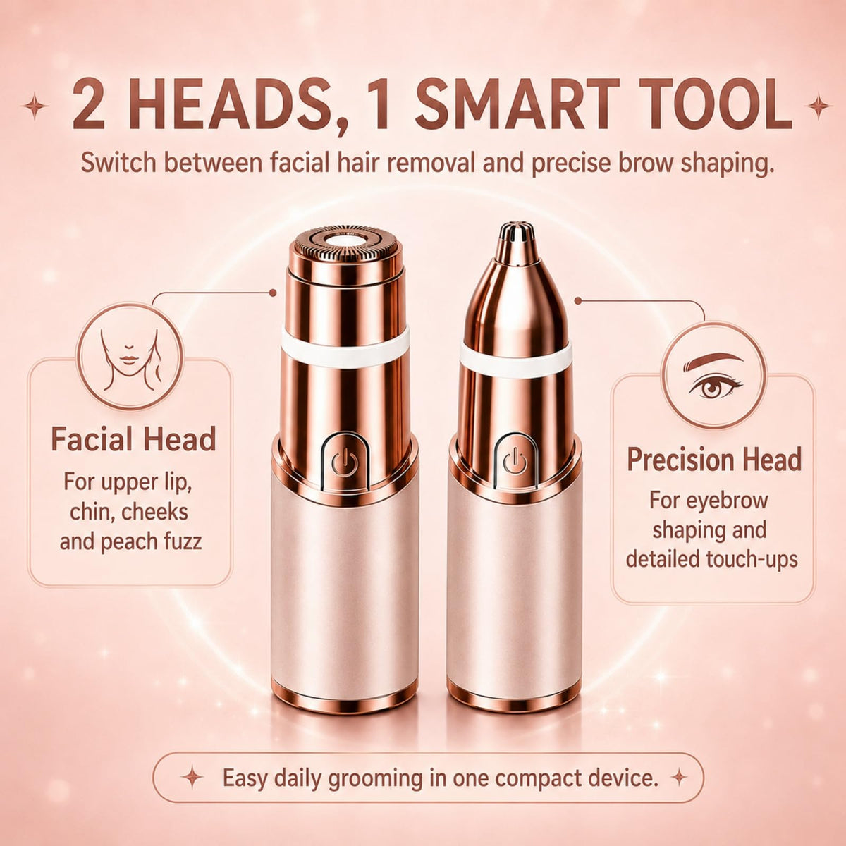 2-in-1 Facial Hair Remover & Eyebrow Trimmer with LED Light S191075