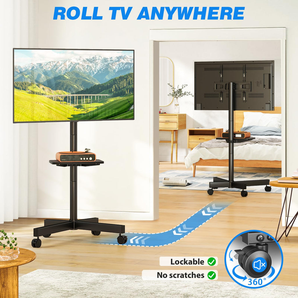 Mobile TV Stand for 23-65 Inch Flat Curved TVs Black L743