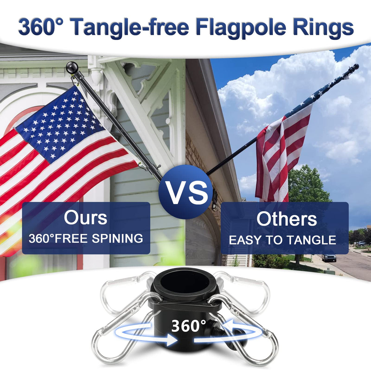 6ft Tangle Free Spinning Flag Pole Kit N967662