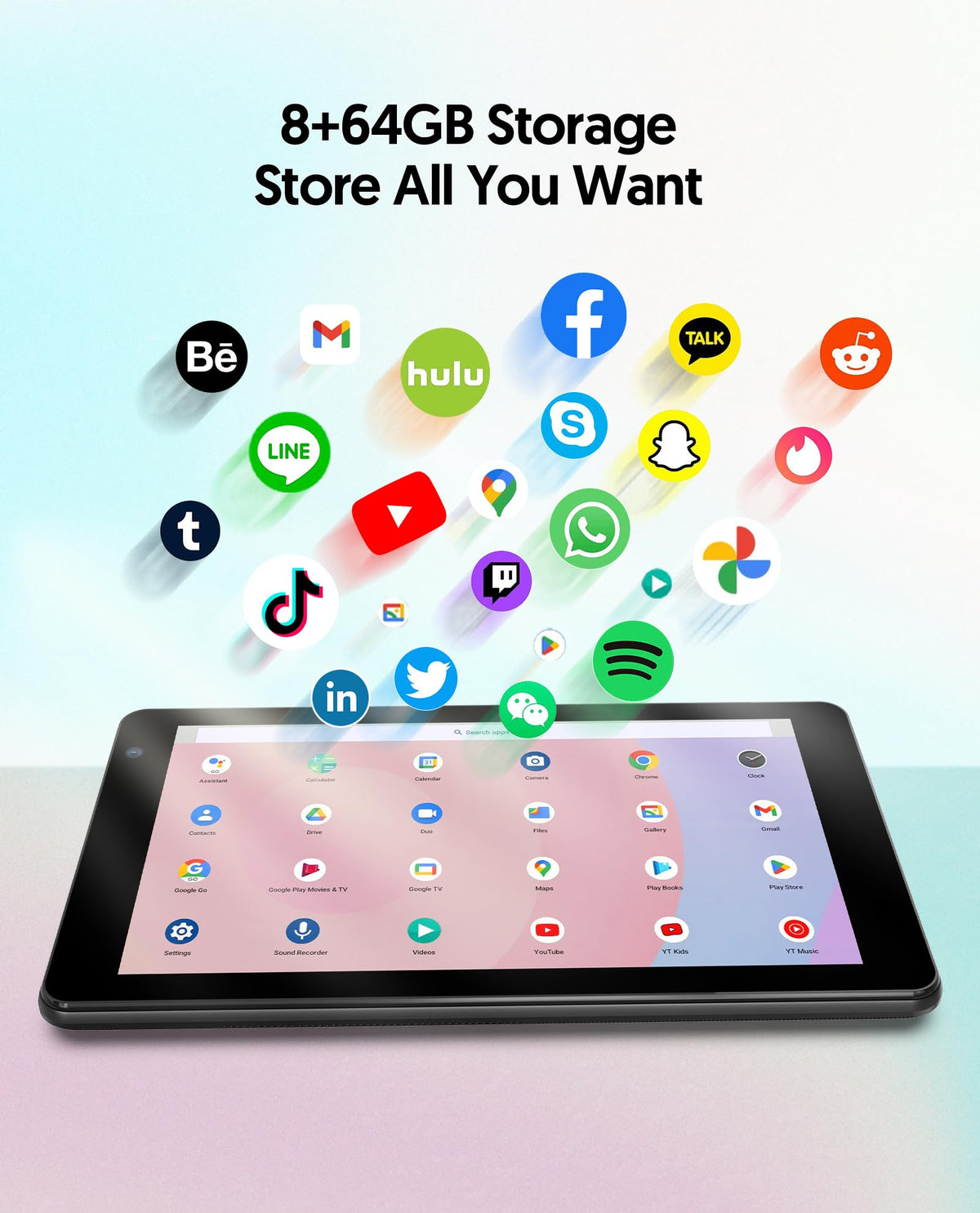 7 Inch Android 14 Tablet 8GB RAM 64GB ROM Black F9333