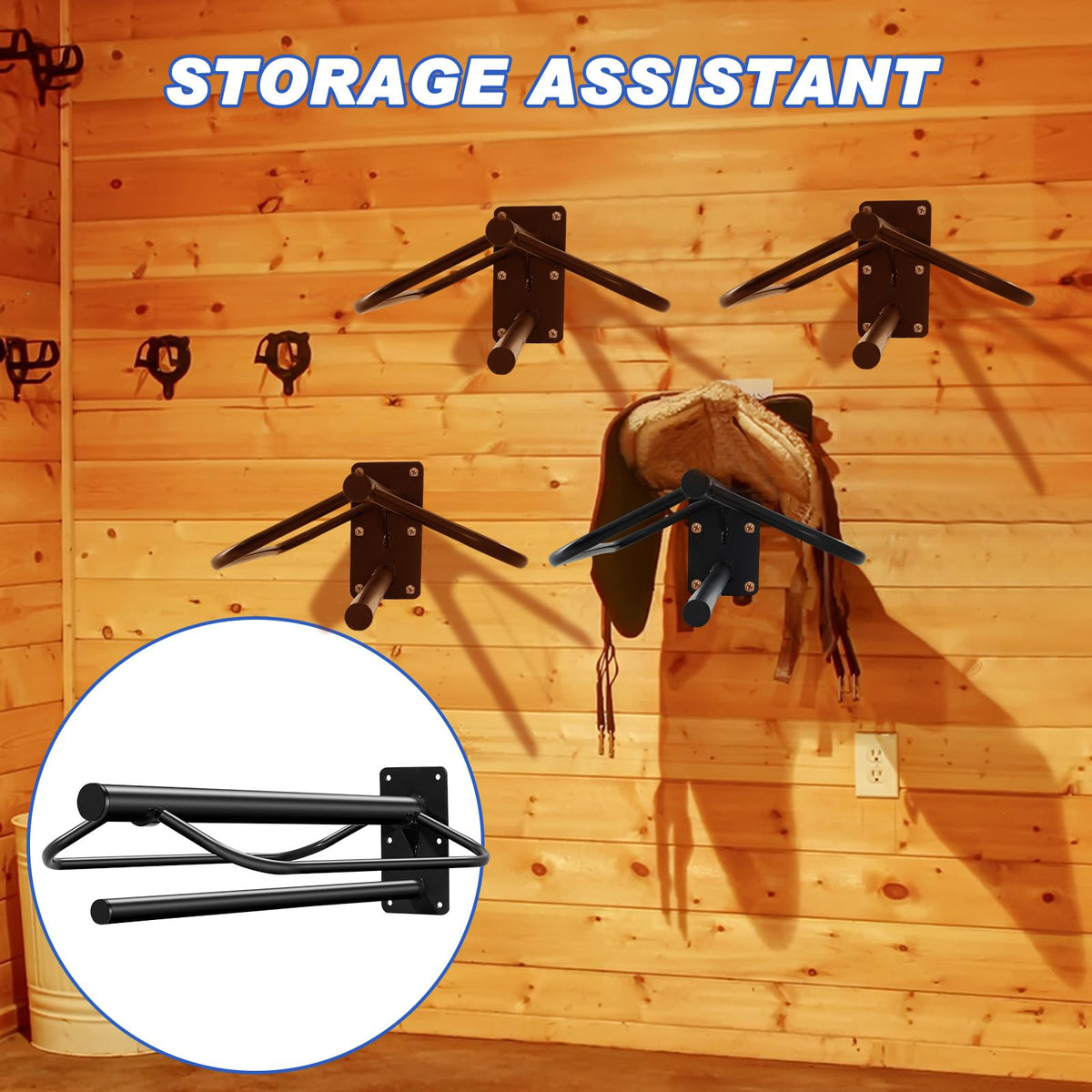 6 Pcs Wall Mount Saddle Rack with Pad Bar A201673