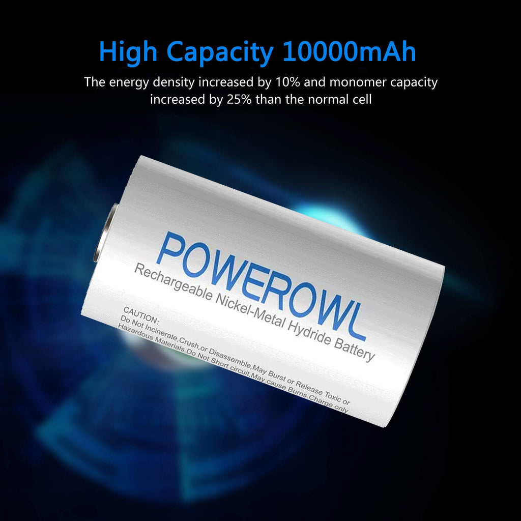 Rechargeable D Batteries 10000mah NiMH 4 Count S367