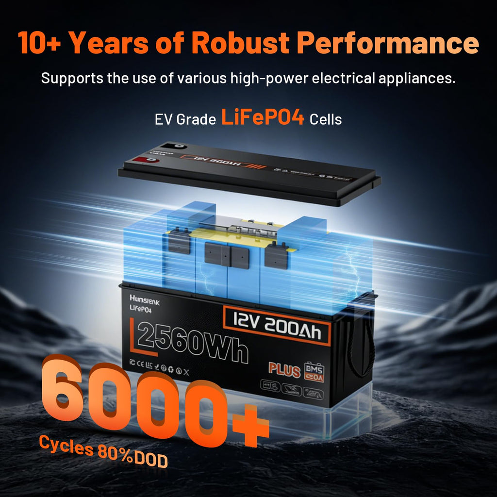 2 Pack 12V 200Ah LiFePO4 Lithium Battery 250A BMS D668