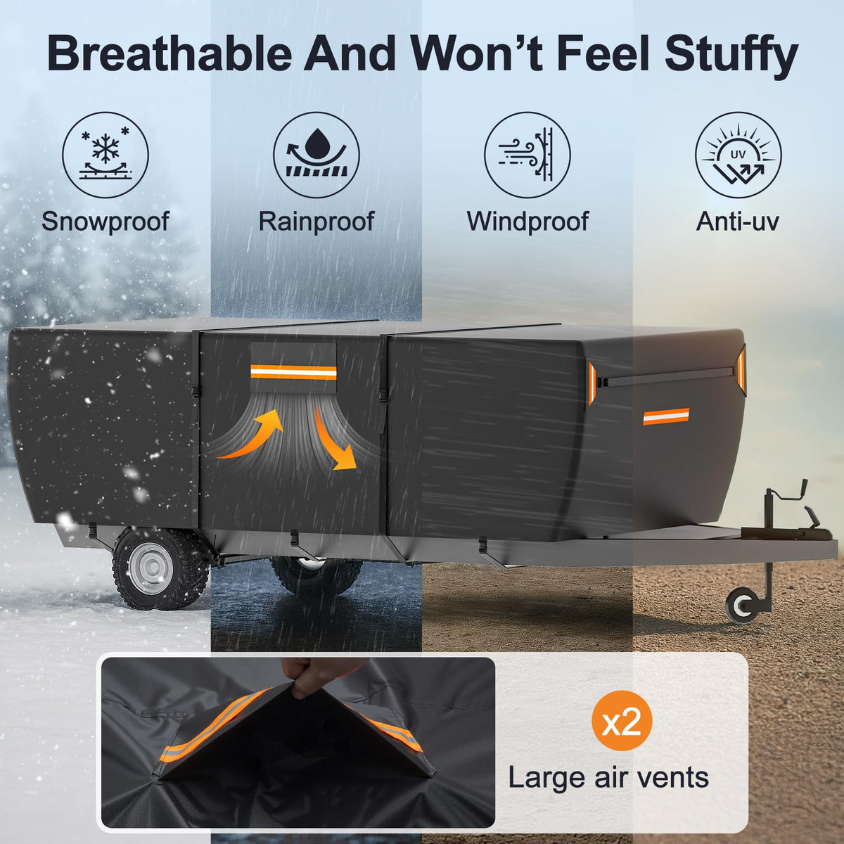 12-14 ft Pop Up Camper Cover 7 Layers Oxford Waterproof D584