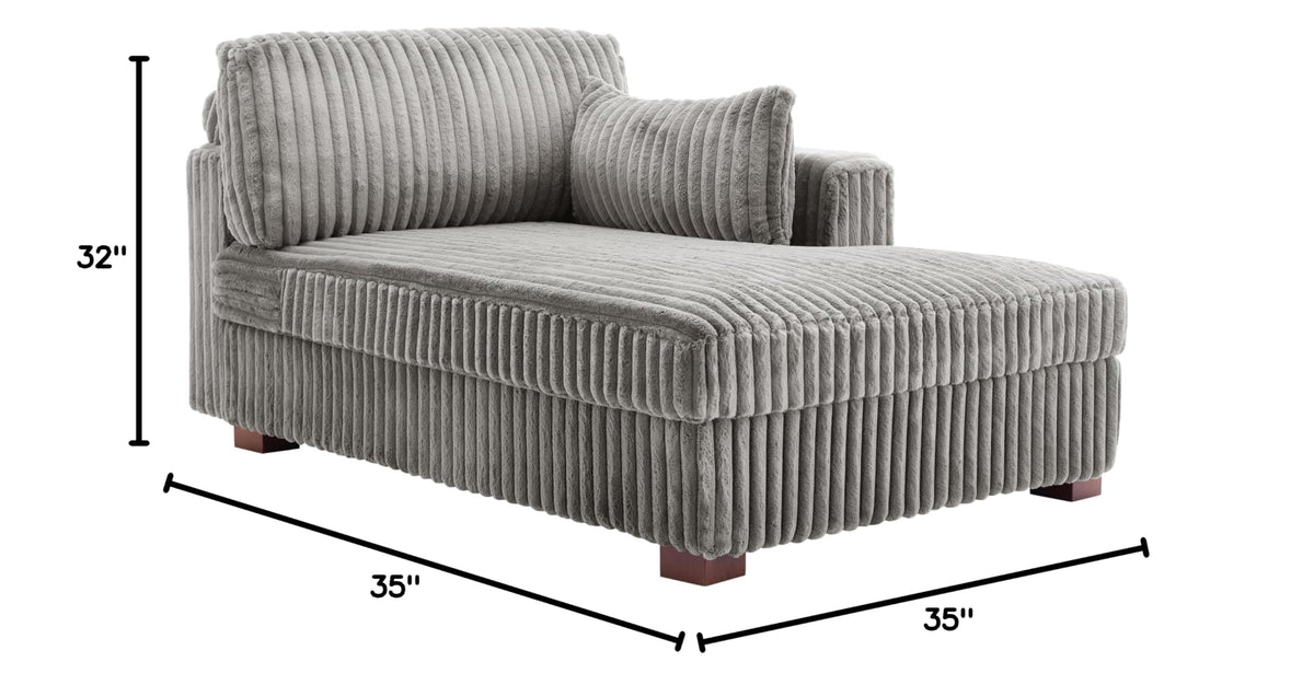 Oversized Faux Fur Upholstered Chaise Lounge Chair with Left Armrest N35668