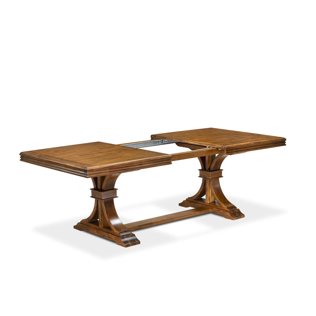 9 Piece Dining Table Set with 8 Light Beige Fabric Chairs I36205