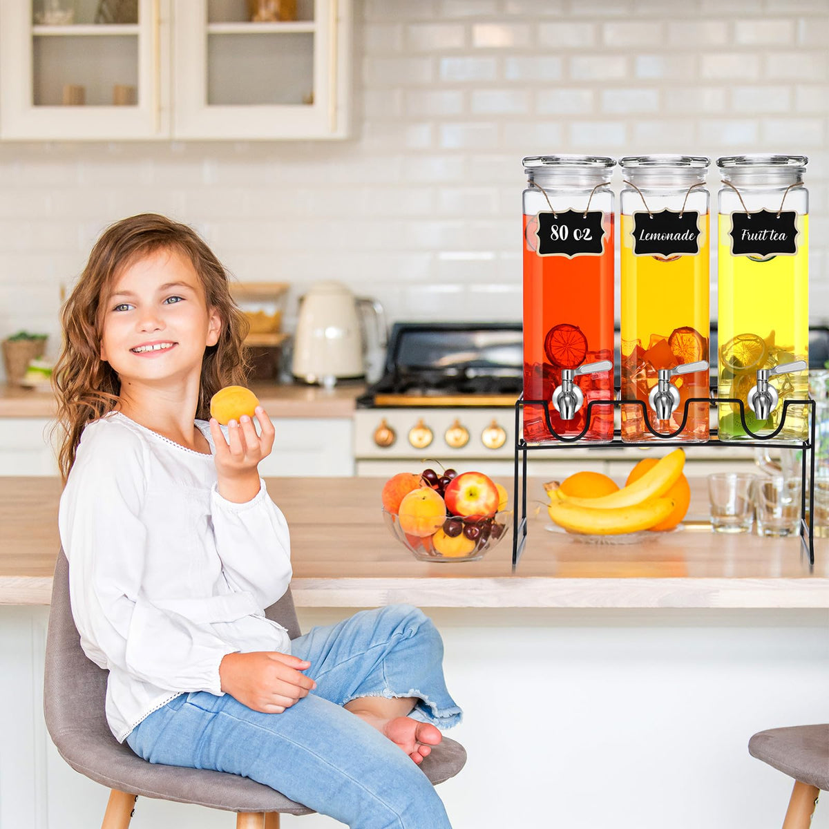 80 oz Glass Drink Dispenser with Stand and Spigot Q680