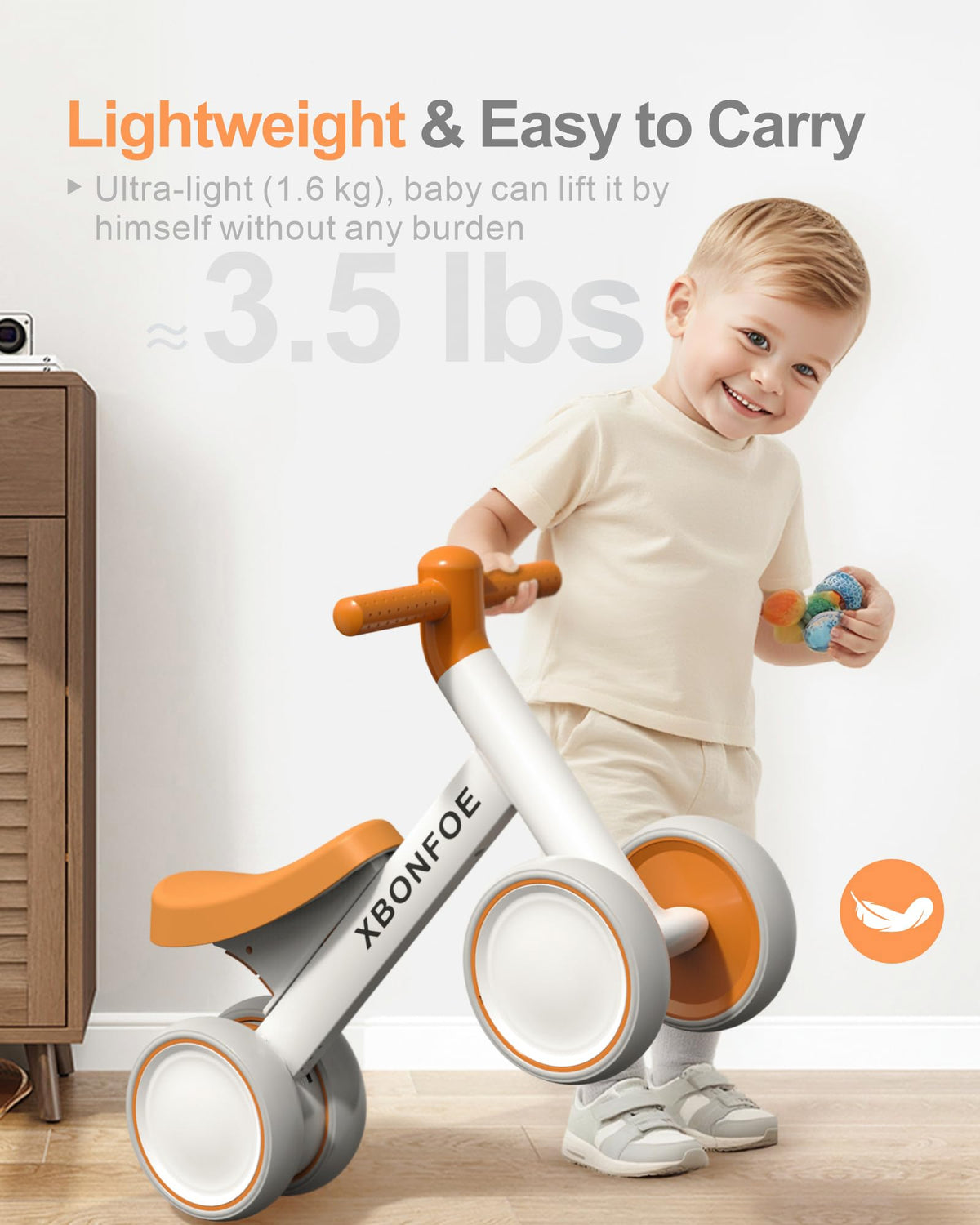 10-24 Month No Pedal Balance Bike with 4 Wheels U578