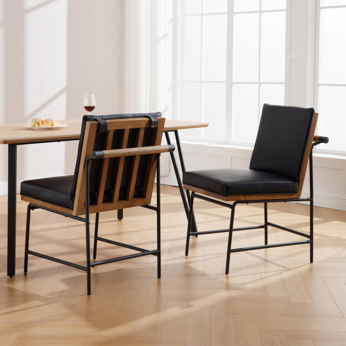 Black PU Dining Chairs Set of 2 R5036