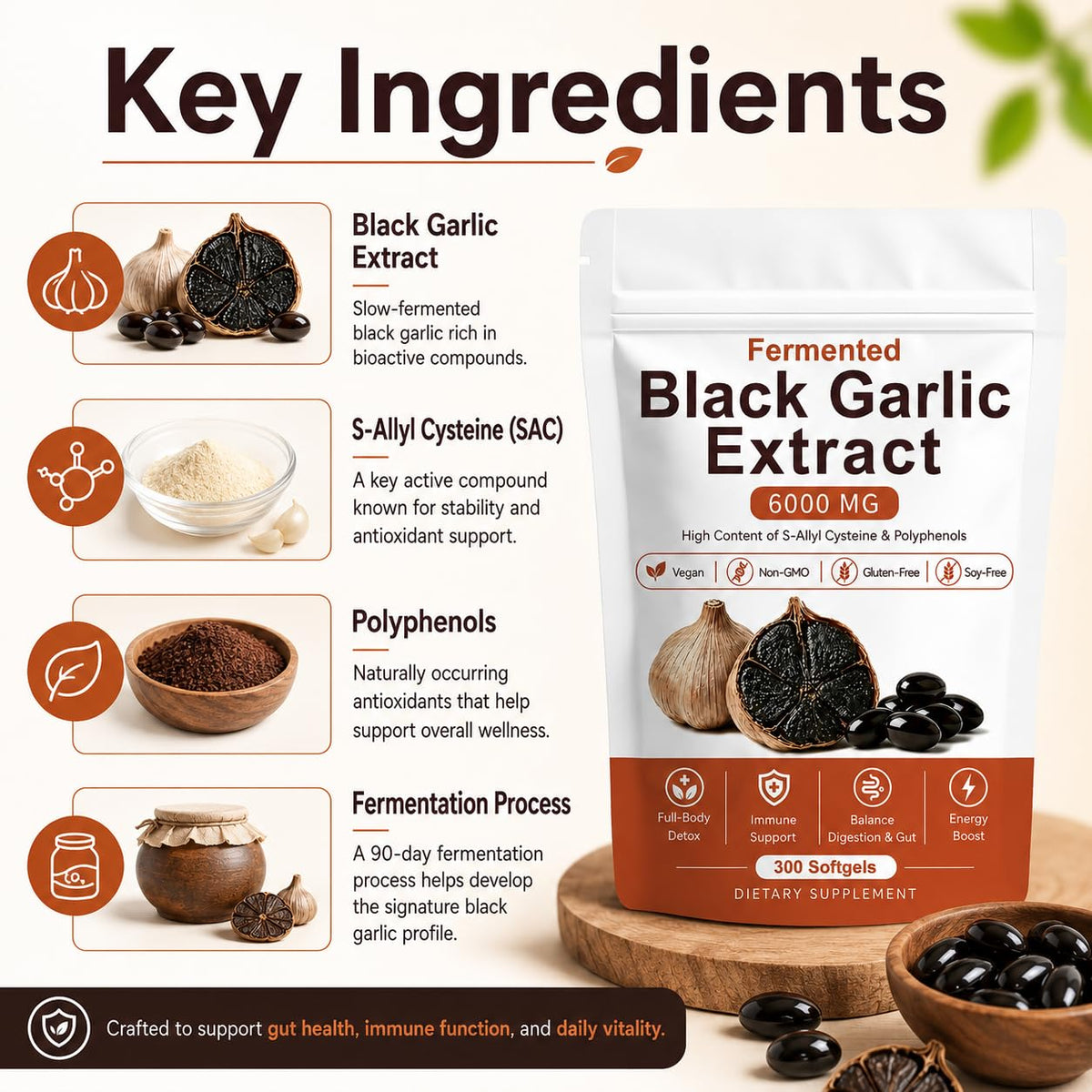 Black Garlic Extract 300 Softgels V61799