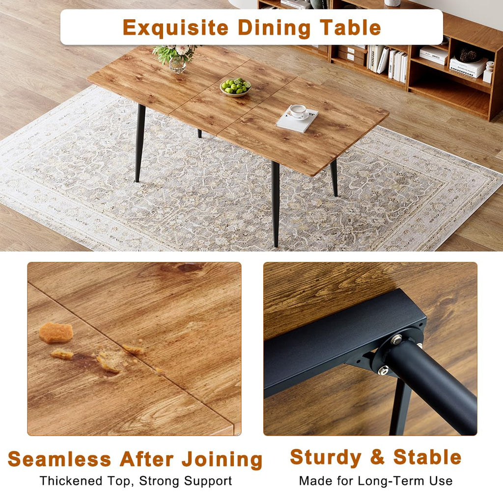Extendable Dining Table Set for 8 Wood Upholstered Chairs Q624582