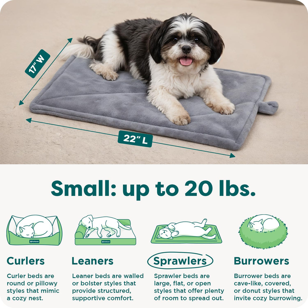 Self Warming Cat Mat Dog Bed Machine Washable Small Plush Faux Fur Gray T8980