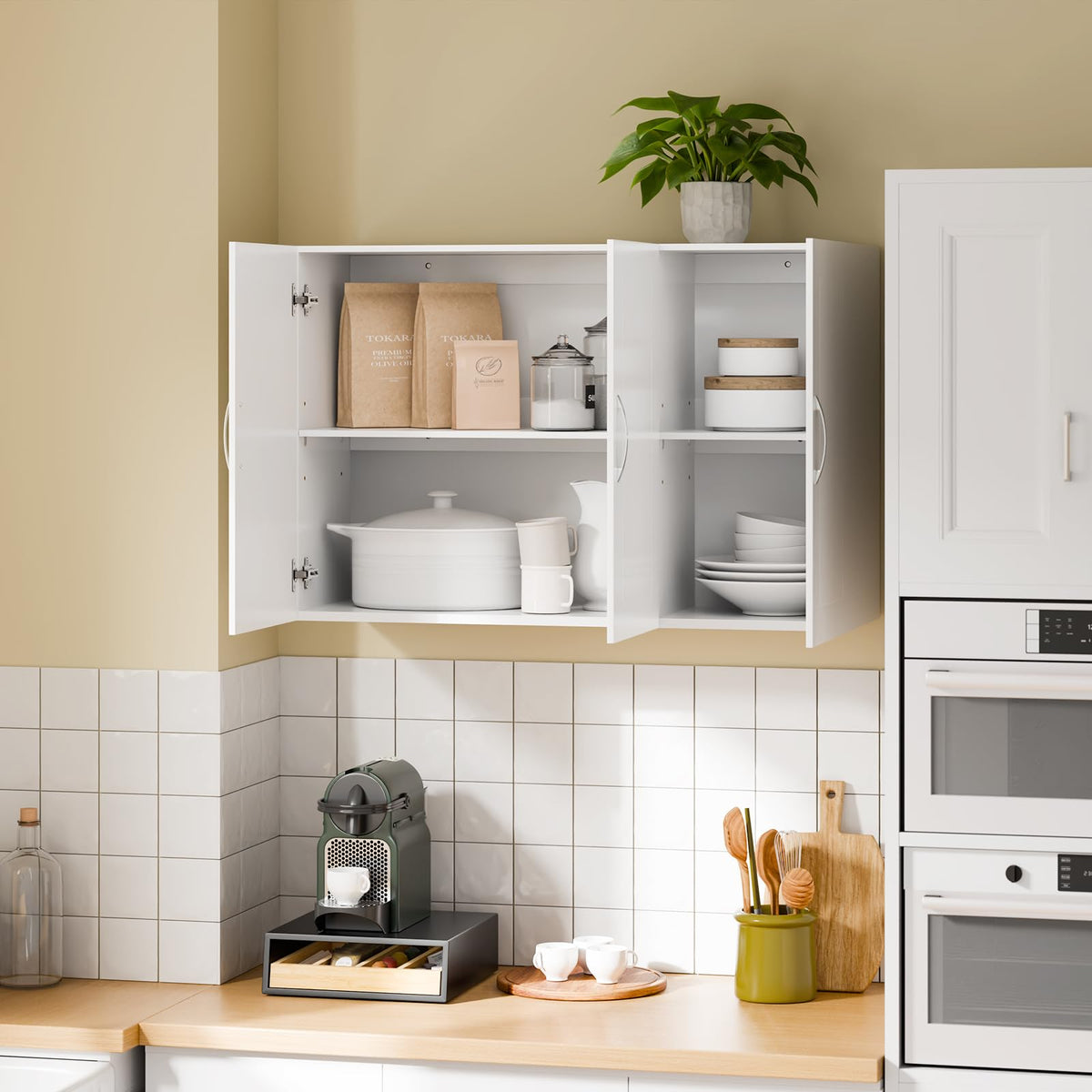 White 3-Door Bathroom Wall Cabinet A589