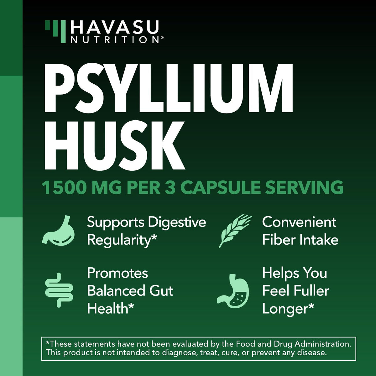 Vegan Psyllium Husk Fiber Capsules 270 Pills C153