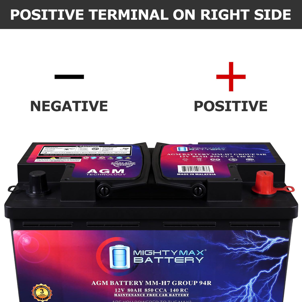 12V 80AH 850 CCA Replacement Battery Q92987