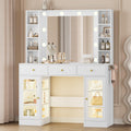 White Makeup Vanity Desk with Mirror and Lights H77089