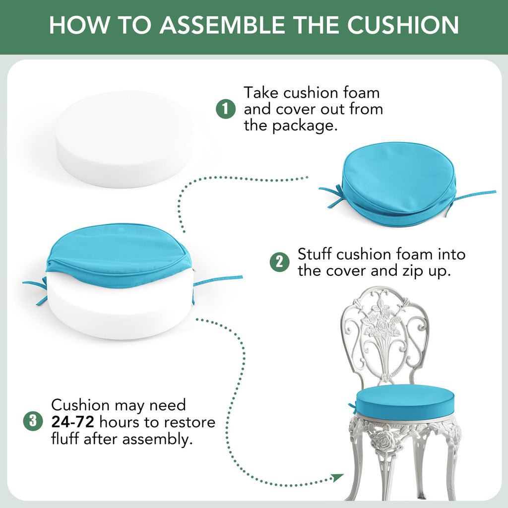 15" Round Waterproof Fade Resistant Chair Cushions Set of 2 S344168
