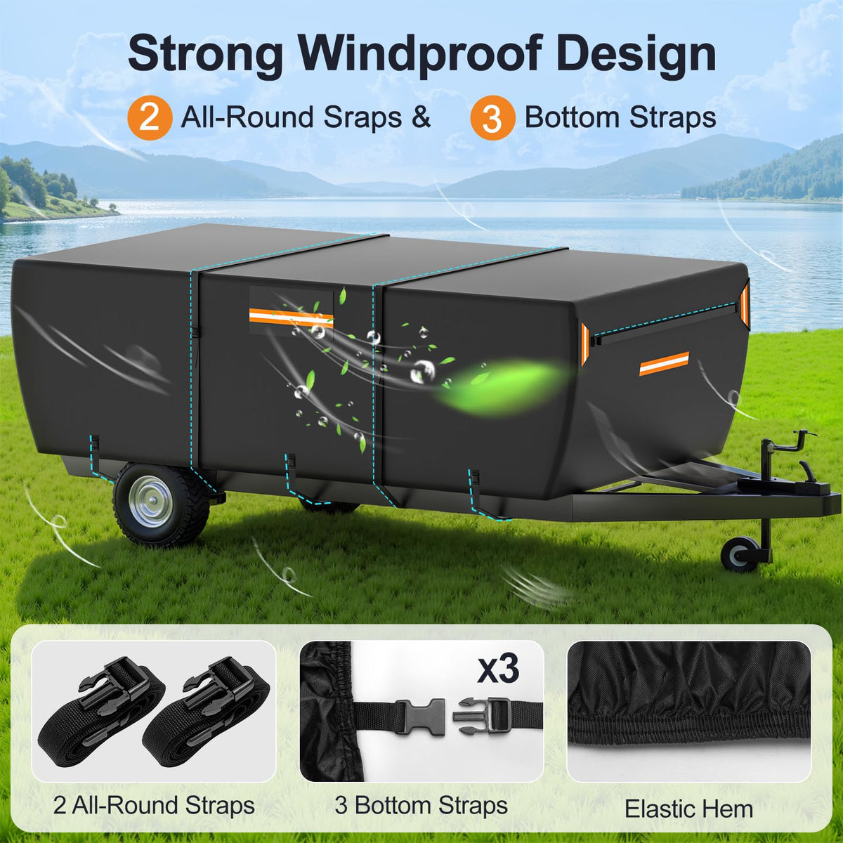 12-14 ft Pop Up Camper Cover 7 Layers Oxford Waterproof D584