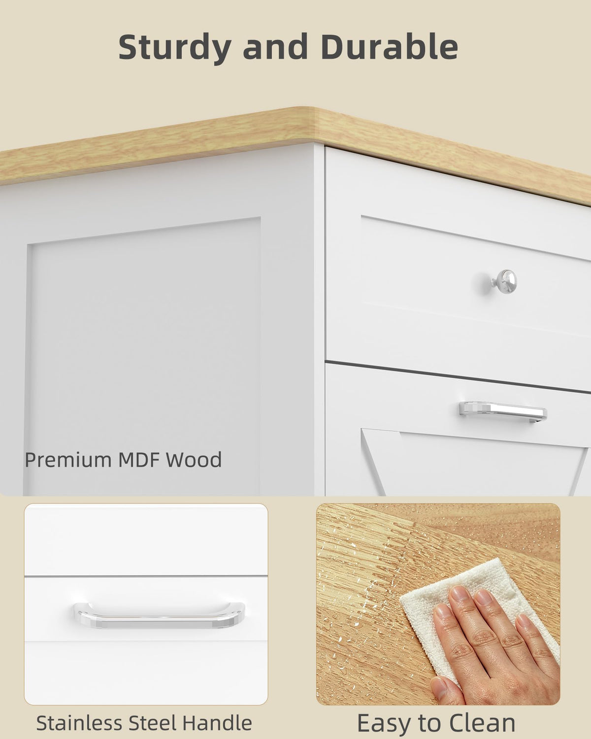 2x10 Gallon Tilt Out Trash Cabinet with Hideaway Drawers, White K202929