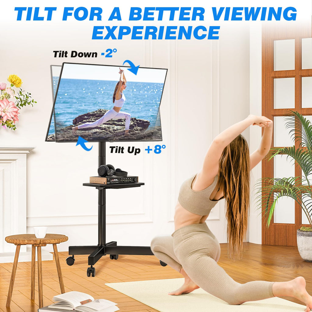 Mobile TV Stand for 23-65 Inch Flat Curved TVs Black L743