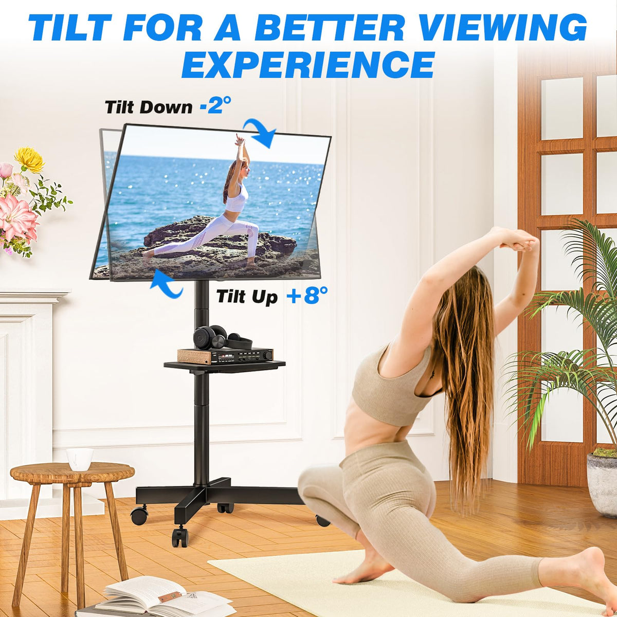 Mobile TV Stand for 23-65 Inch Flat Curved TVs Black L743